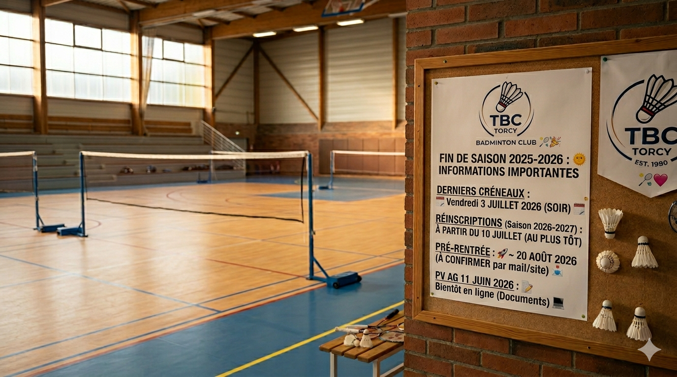🏸 Fin de saison 2025-2026 : Derniers créneaux et réinscriptions