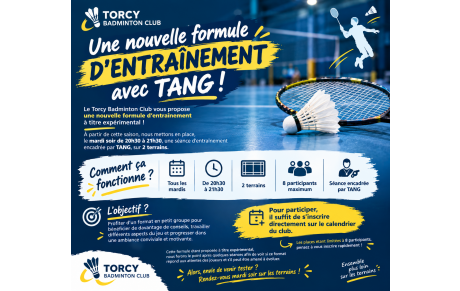 🏸 Une nouvelle formule d’entraînement avec TANG !